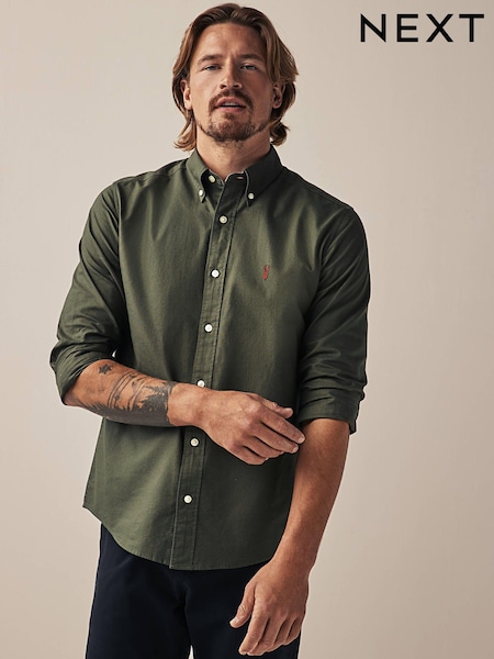 Dark Green Regular Fit Long Sleeve Oxford 100% Cotton Shirt (633864) | € 27