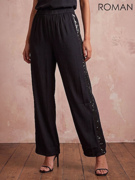 Black - Roman Sequin Side Trousers