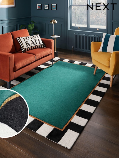 Teal Paloma Stripe Border Rug (633909) | €49 - €145