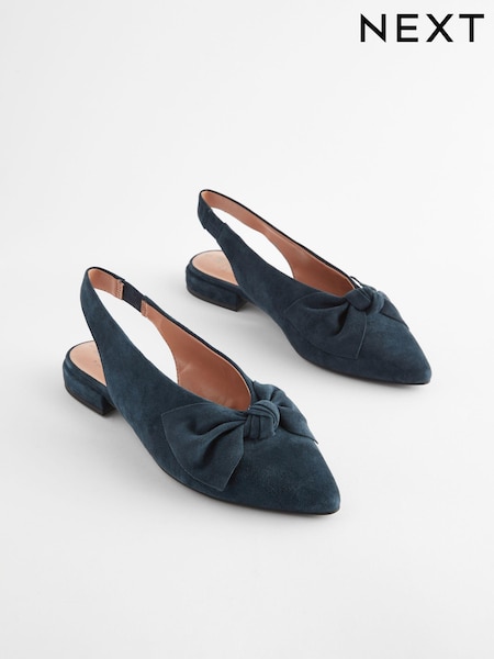 Mornarica - Forever Comfort® Leather Point Toe Bow Slingback Shoes (633954) | € 28