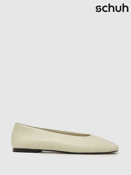 White - Schuh Lilah Leather Ballet Shoes