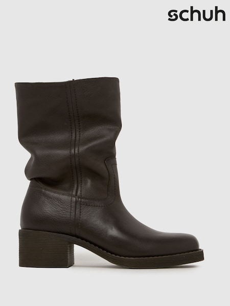 Brown - Schuh Dakota Slouch Leather Boots