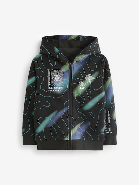 črna - Digital Print Zip Through Hoodie (4-16yrs) (634373) | € 22 - € 27