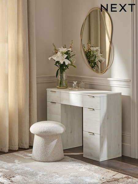 White Bronx Oak Effect 6 Drawer Dressing Table (634376) | €490