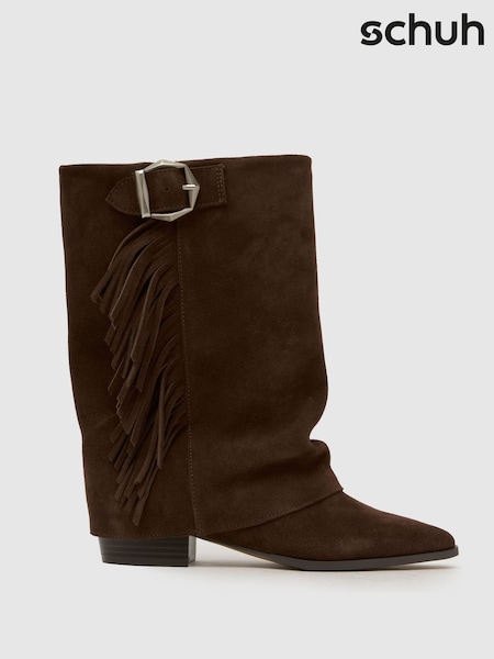 Smeđa - Schuh Dizzy Suede Tassel Western Boots