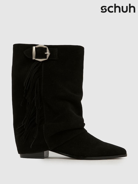 Svart - Schuh Dizzy Suede Tassel Western Boots