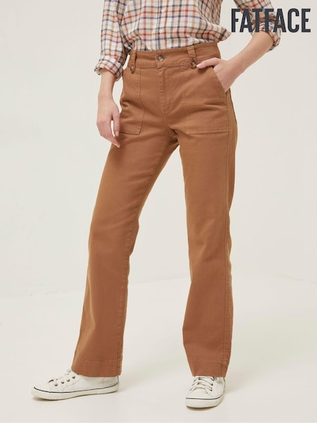 FatFace Brown Canvas Ripley Wide Leg Trousers (634498) | €37