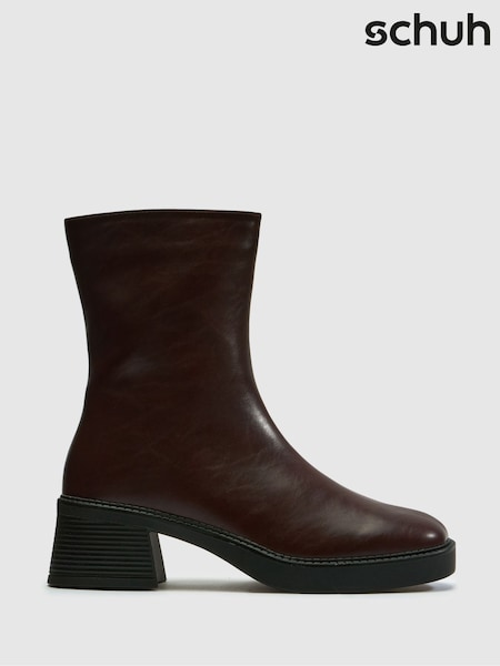 Red - Schuh Beauty Square Toe Chunky Boots
