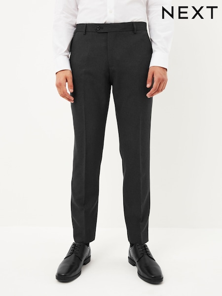 Charcoal Grey Slim Machine Washable Plain Front Smart Trousers (634614) | kr221 - kr243