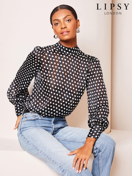 Lipsy Black High Neck Long Sleeve Blouse (634789) | €33