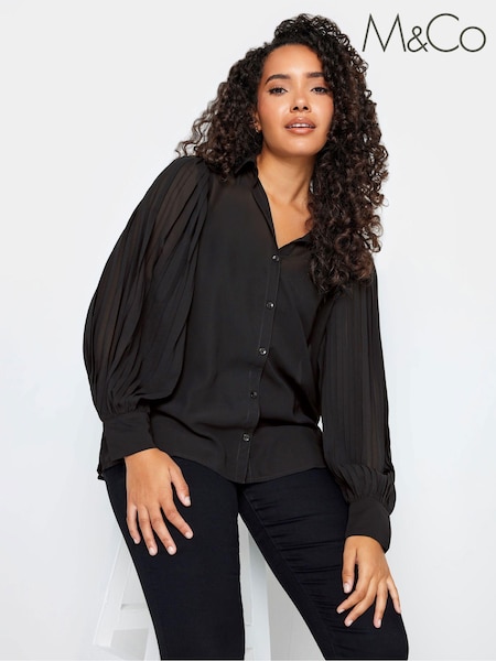 M&Co Black Pleat Sleeve Shirt (634967) | €14.50