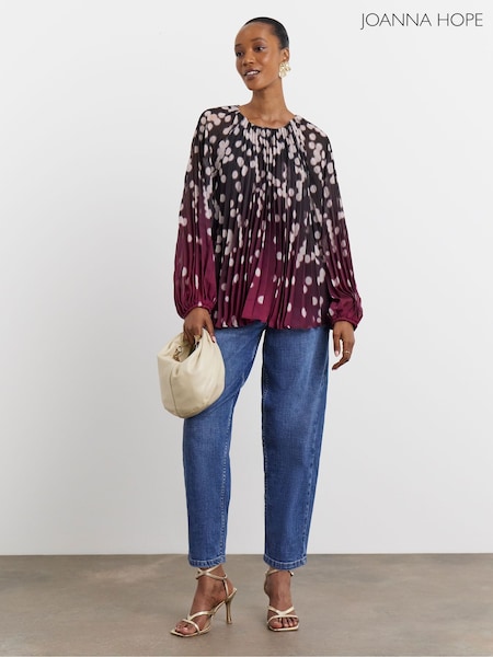 White - Joanna Hope Pleated Chiffon Printed Top