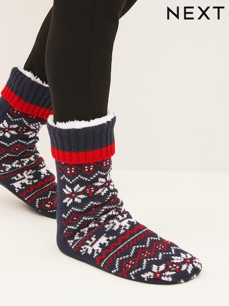 Temno modra in modra s fairisle vzorcem - Slippers Socks Boots (635187) | € 7