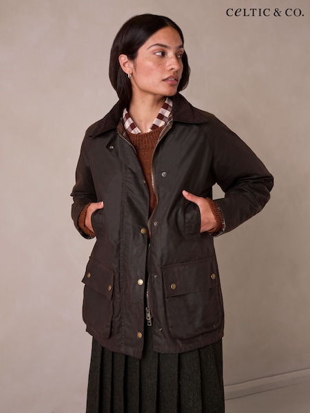 Brown - Celtic & Co. Raglan Sleeve Waxed Jacket