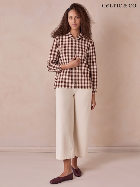 Brown - Celtic & Co. Gingham Button Through Shirt