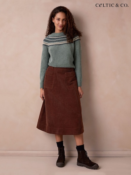 Brown - Celtic & Co. Utility Cord Skirt