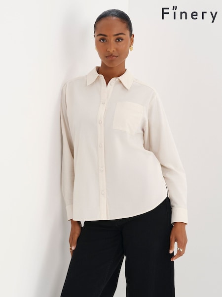 كريم - Finery Raquel Corduroy Long Sleeve Shirt