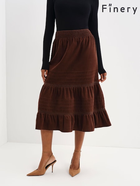 Ruda - Finery Marcella Corduroy Lace Detail Midi Skirt