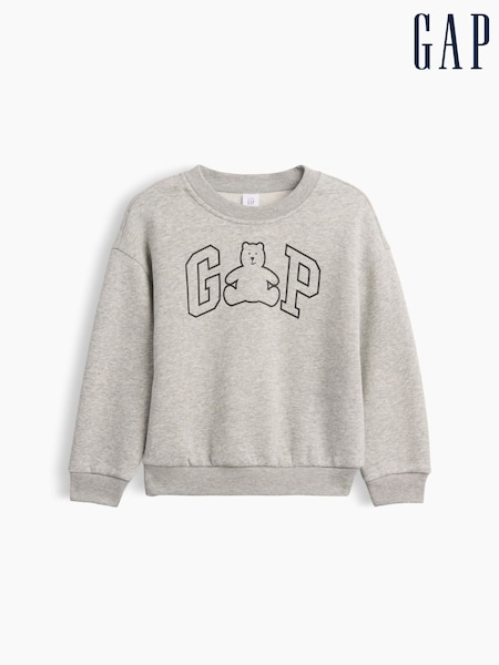 Grey - Gap Logo Relaxed Crew Neck Sweatshirt (6mths-5yrs) (6mths-5yrs)