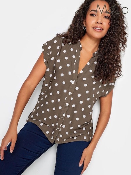 M&Co Brown Grown On Sleeve Polka Dot Blouse (635959) | €14.50