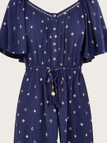 Monsoon Blue Motif Print Playsuit in LENZING™ ECOVERO™ (635965) | €38