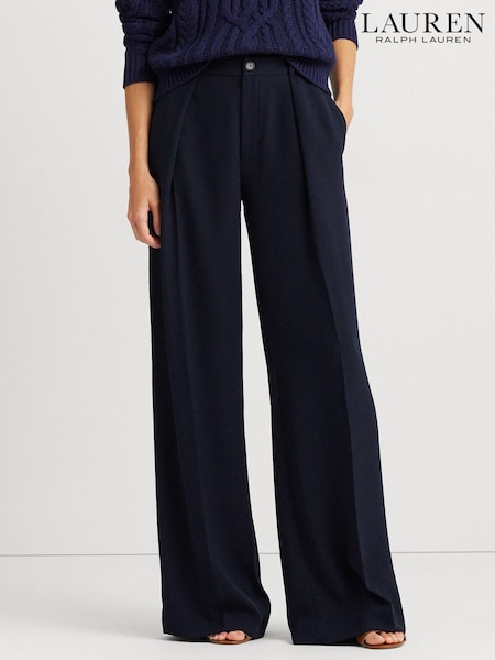 Lauren Ralph Lauren Navy Blue Kirahn Georgette Wide Leg Trousers (635968) | €121