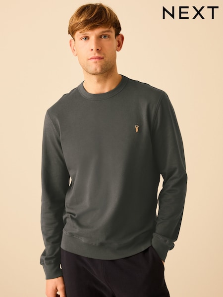 Leisteen grijs - 100% katoenen lichtgewicht sweatshirt met ronde hals (636251) | € 31