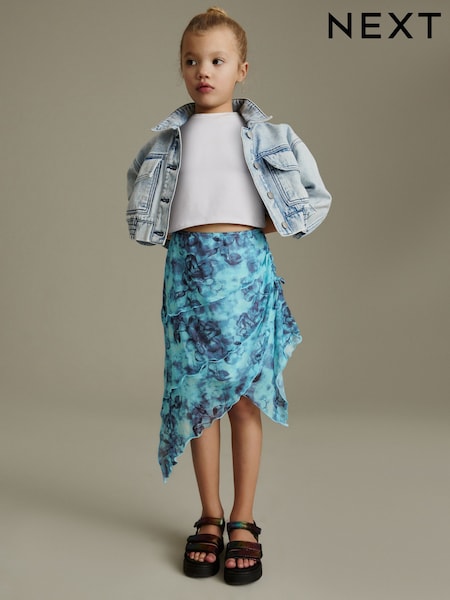 Multi Blue Floral Printed Asymmetric Skirt (3-16yrs) (636908) | €7 - €9