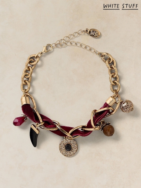 Pink - White Stuff Reece Ribbon Charm Bracelet