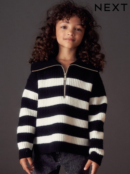 Black/White Half Zip Boxy Jumper (3-16yrs) (637378) | €6 - €8