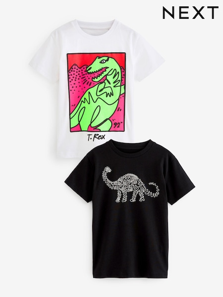 Črno-bel dino - Graphic Short Sleeve 100% Cotton T-Shirts 2 Pack (3-16yrs) (637460) | € 10 - € 15