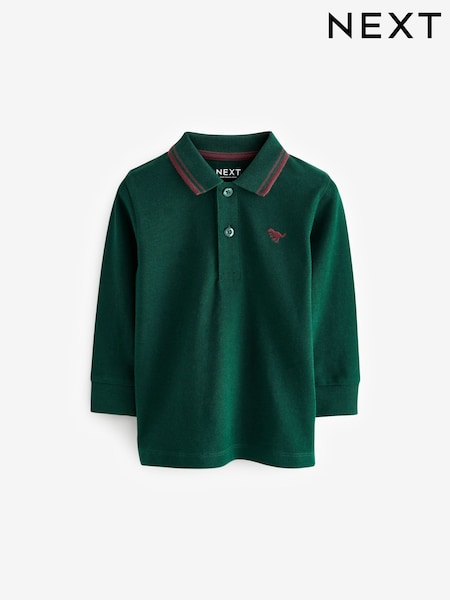 Green 100% Cotton Long Sleeve Polo Shirt (3mths-7yrs) (637660) | 21 QAR - 28 QAR
