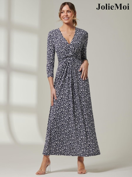 Jolie Moi V-Neck 3/4 Sleeve Jersey Maxi Dress (637751) | 214 LEI