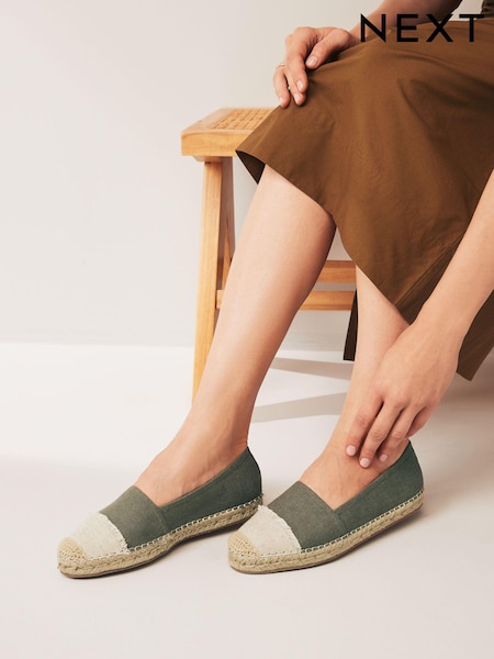 Khaki Green Forever Comfort® Toe Cap Espadrilles (638036) | €16