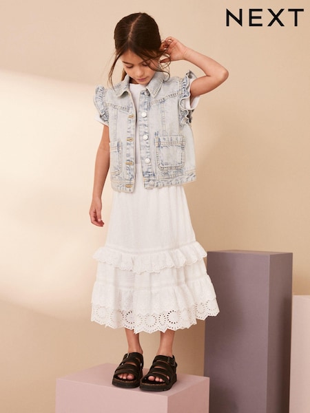 White Textured Broderie Maxi Skirt (3-16yrs) (639057) | €11 - €13.50