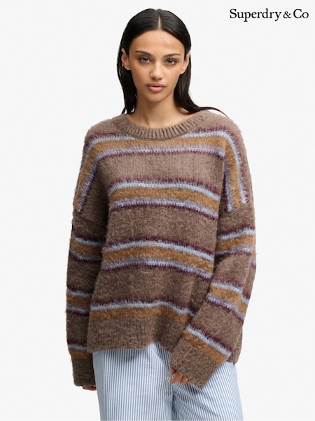 Brown - Superdry Slouchy Brushed Knit Jumper