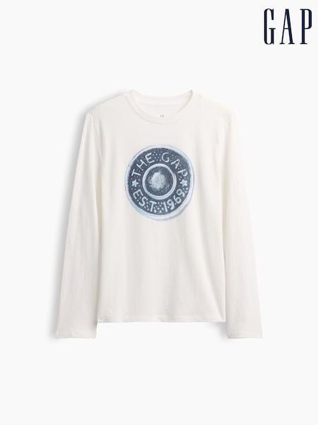 White - Gap Logo Graphic Long-sleeve T-shirt (4-13yrs)