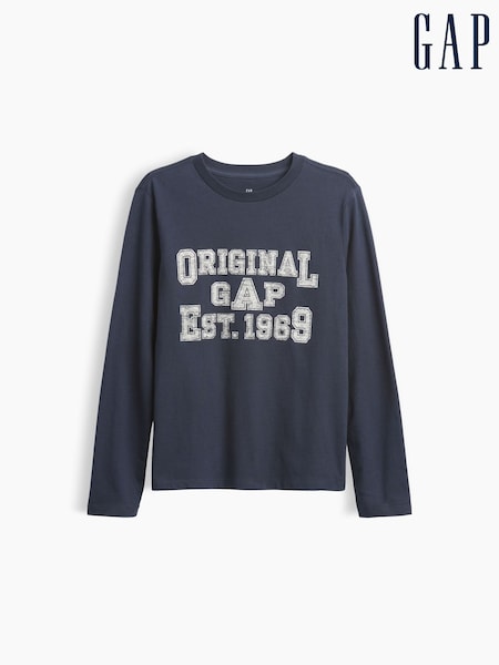 Navy - Gap Logo Graphic Long-sleeve T-shirt (4-13yrs)
