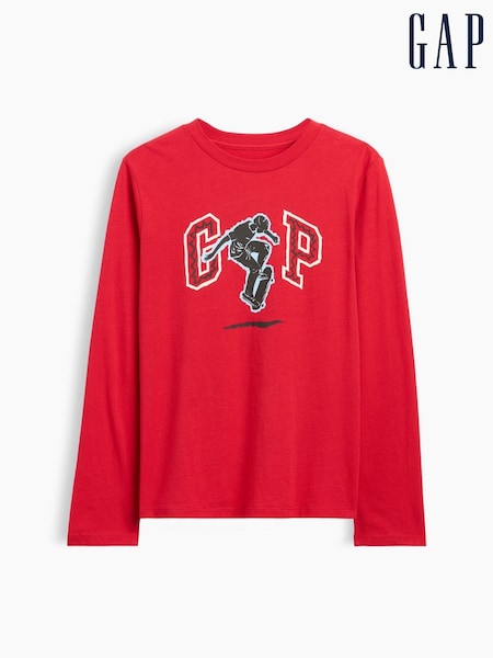 Red Skater - Gap Logo Graphic Long-sleeve T-shirt (4-13yrs)
