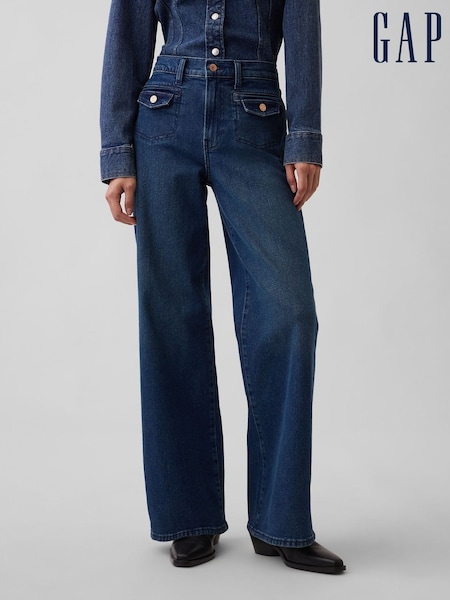 Vidēja mazgāšana - Gap High Waisted Stride Wide-leg Jeans