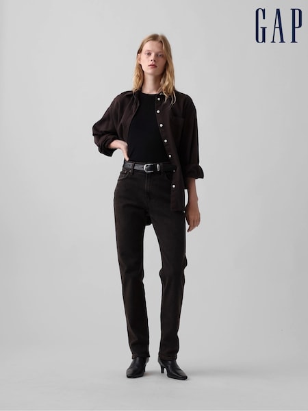 Brūna krāsa - Gap High Rise 90Slim Straight džinsi