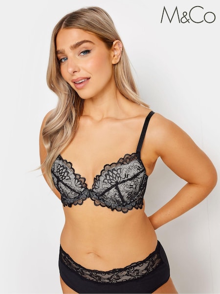 M&Co Black Pretty Lace T-Shirt Bra (639807) | €18