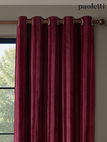 Paoletti Regency Stripe Velvet Lined Eyelet Curtains