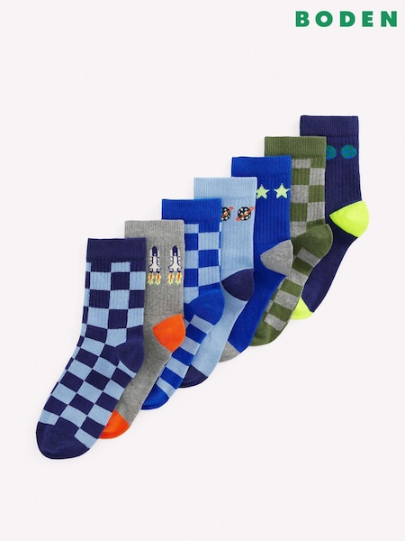 블루 - Boden Ribbed Socks 7-pack