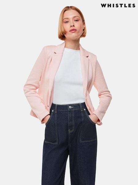 Whistles Pink Slim 100% Cotton Jersey Jacket (640004) | AED276