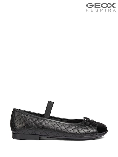 Geox Black Quilted Ballerina Shoe (640085) | 335 LEI