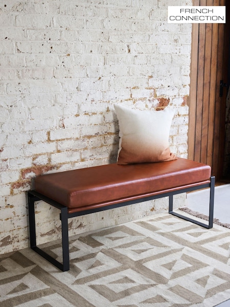 French Connection Conkor Brown Quartz Leather Look Bench (640161) | €284
