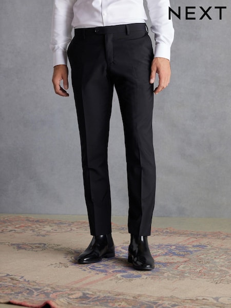 Black Slim Signature Tollegno Wool Suit: Trousers (640184) | €29