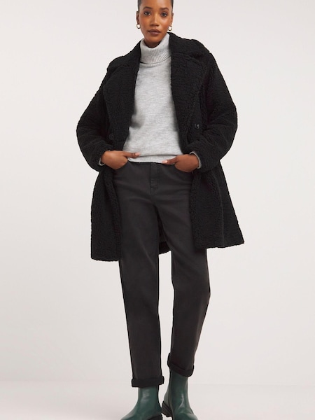 JD Williams Black Borg Teddy Faux Fur Coat (640975) | €41.50