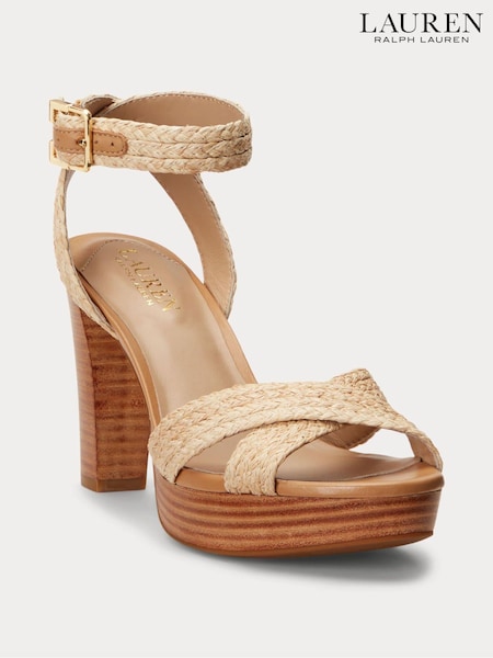 Lauren Ralph Lauren Natural Sasha Raffia Platform Sandals (641163) | €114